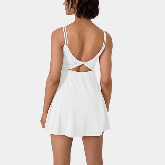 Halara White Everyday Cloudful Backless Twisted 2-Piece Exercise Dress XS NWOT - Picture 2 of 9
